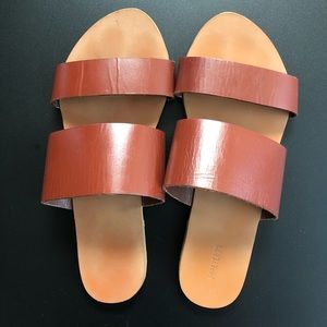 Forever 21 Faux Leather Strap Flat Sandals